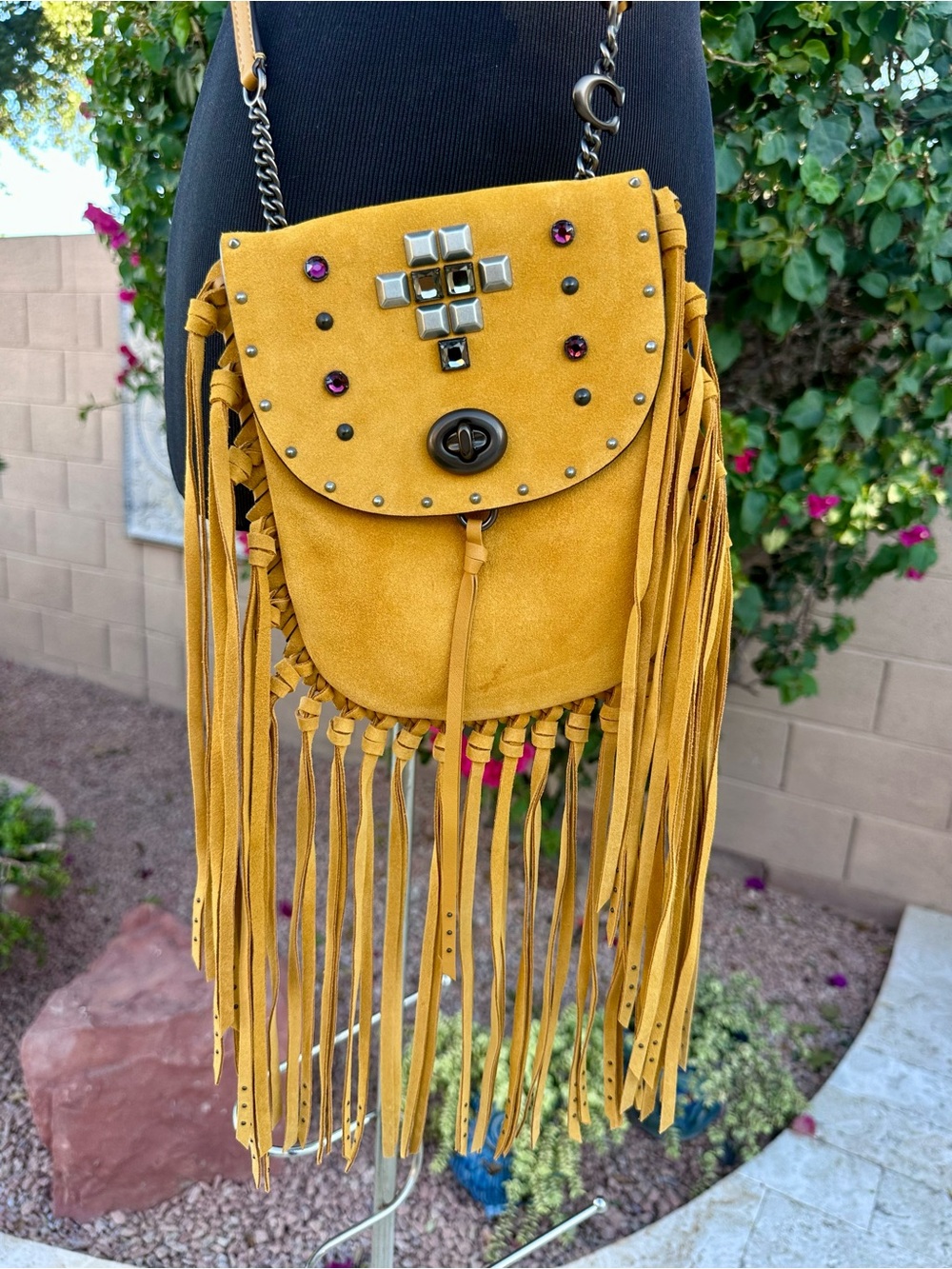 Gorgeous mustard fringe 1941 coach purse - Picture 5 of 11